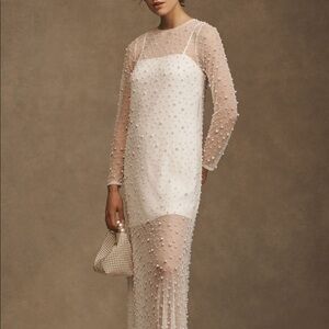 Anthropologie BHLDN willow sheer pearl maxi shift dress
